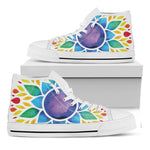 Reiki Chakra Flower Print White High Top Shoes