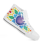 Reiki Chakra Flower Print White High Top Shoes