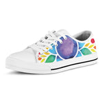 Reiki Chakra Flower Print White Low Top Shoes
