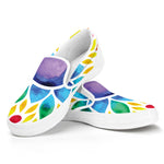 Reiki Chakra Flower Print White Slip On Shoes