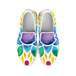 Reiki Chakra Flower Print White Slip On Shoes