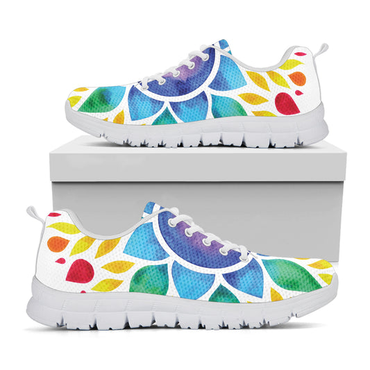 Reiki Chakra Flower Print White Sneakers