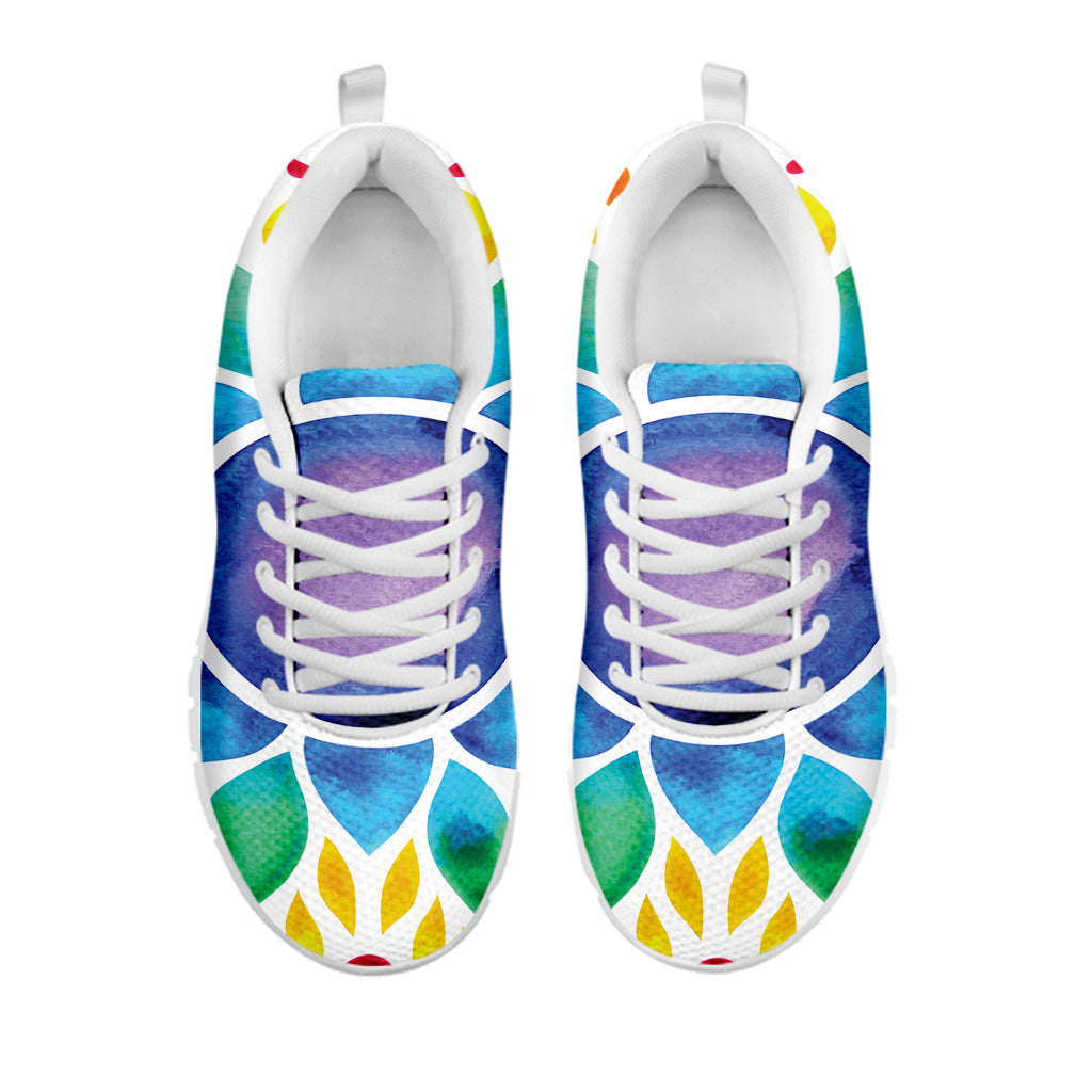 Reiki Chakra Flower Print White Sneakers