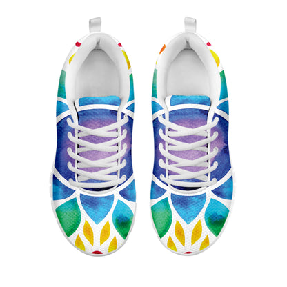 Reiki Chakra Flower Print White Sneakers