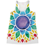 Reiki Chakra Flower Print Women's Racerback Tank Top