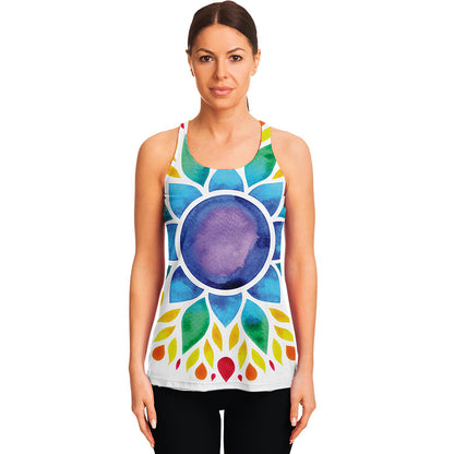 Reiki Chakra Flower Print Women's Racerback Tank Top
