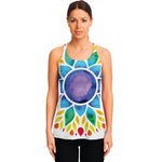 Reiki Chakra Flower Print Women's Racerback Tank Top