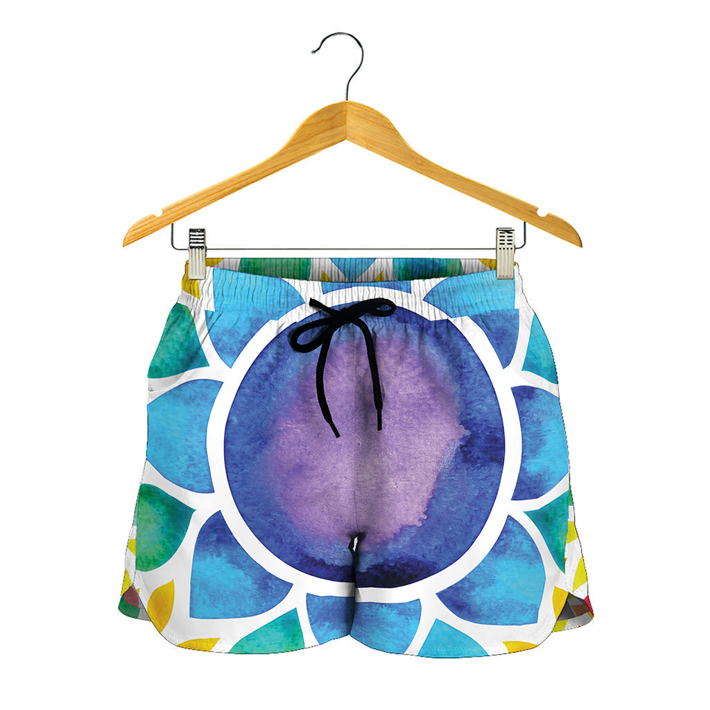 Reiki Chakra Flower Print Women's Shorts