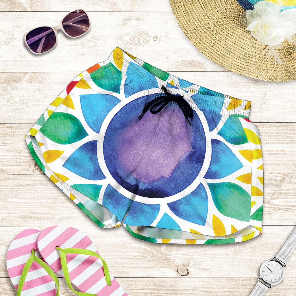 Reiki Chakra Flower Print Women's Shorts