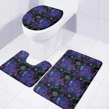 Reiki Energy Pattern Print 3 Piece Bath Mat Set