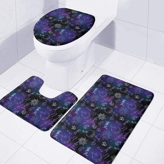 Reiki Energy Pattern Print 3 Piece Bath Mat Set