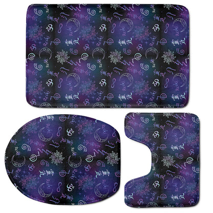 Reiki Energy Pattern Print 3 Piece Bath Mat Set