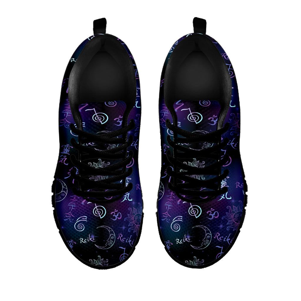 Reiki Energy Pattern Print Black Sneakers