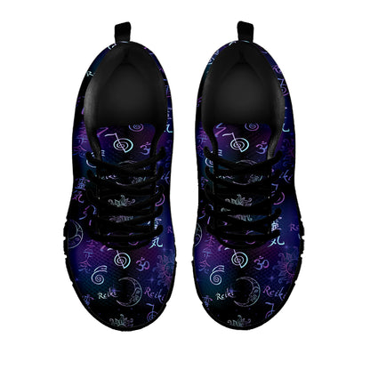 Reiki Energy Pattern Print Black Sneakers