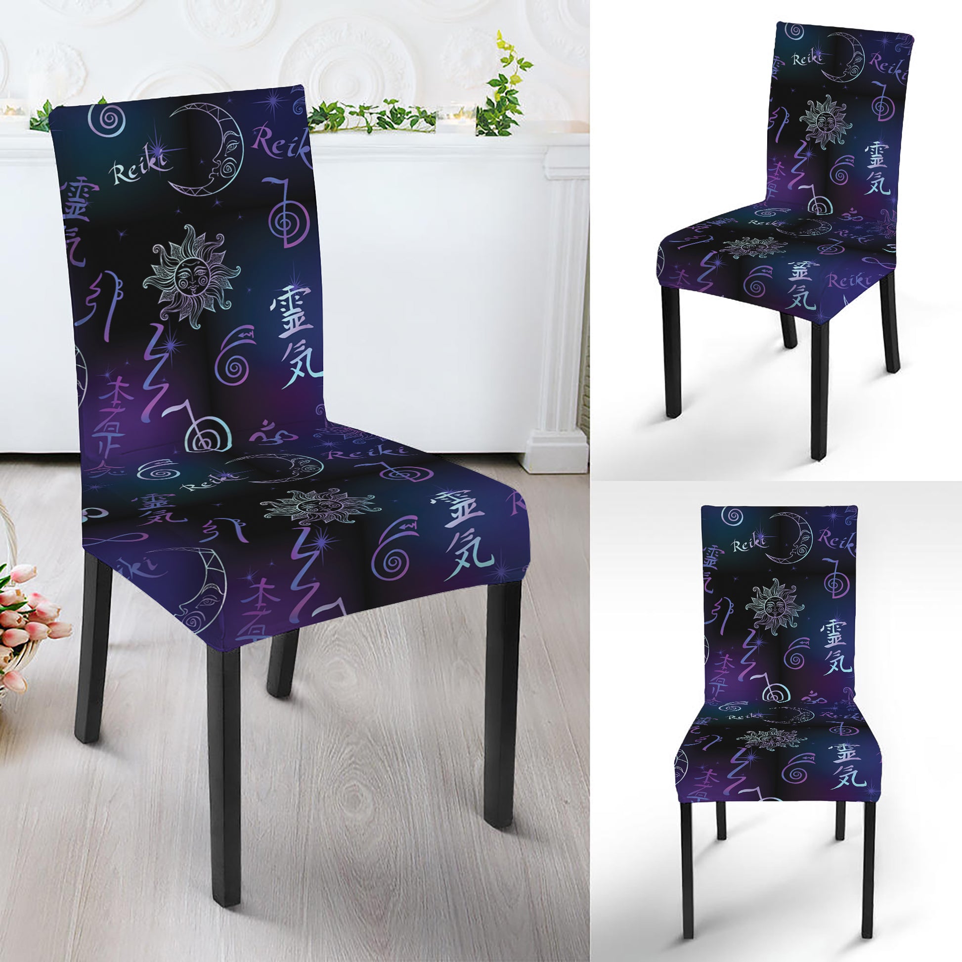 Reiki Energy Pattern Print Dining Chair Slipcover
