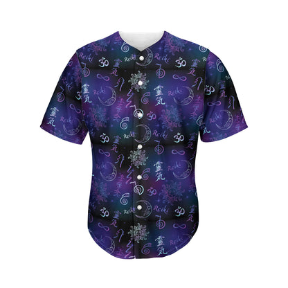 Reiki Energy Pattern Print Men's Baseball Jersey