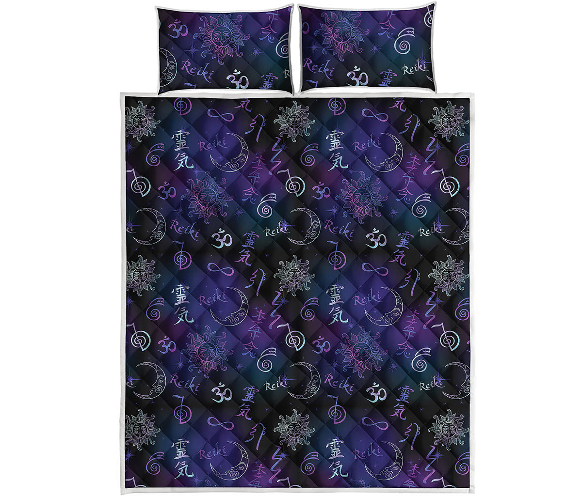 Reiki Energy Pattern Print Quilt Bed Set