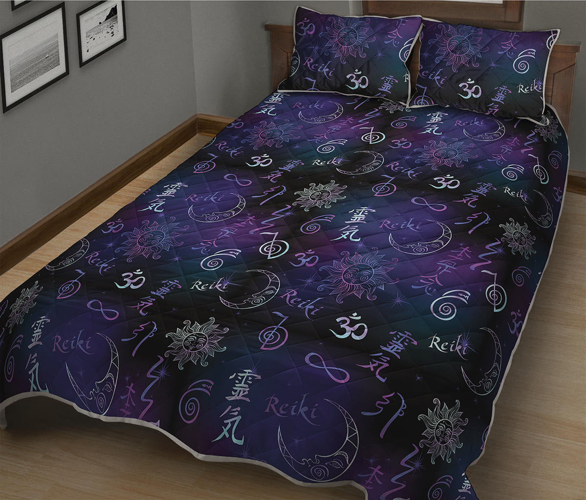 Reiki Energy Pattern Print Quilt Bed Set