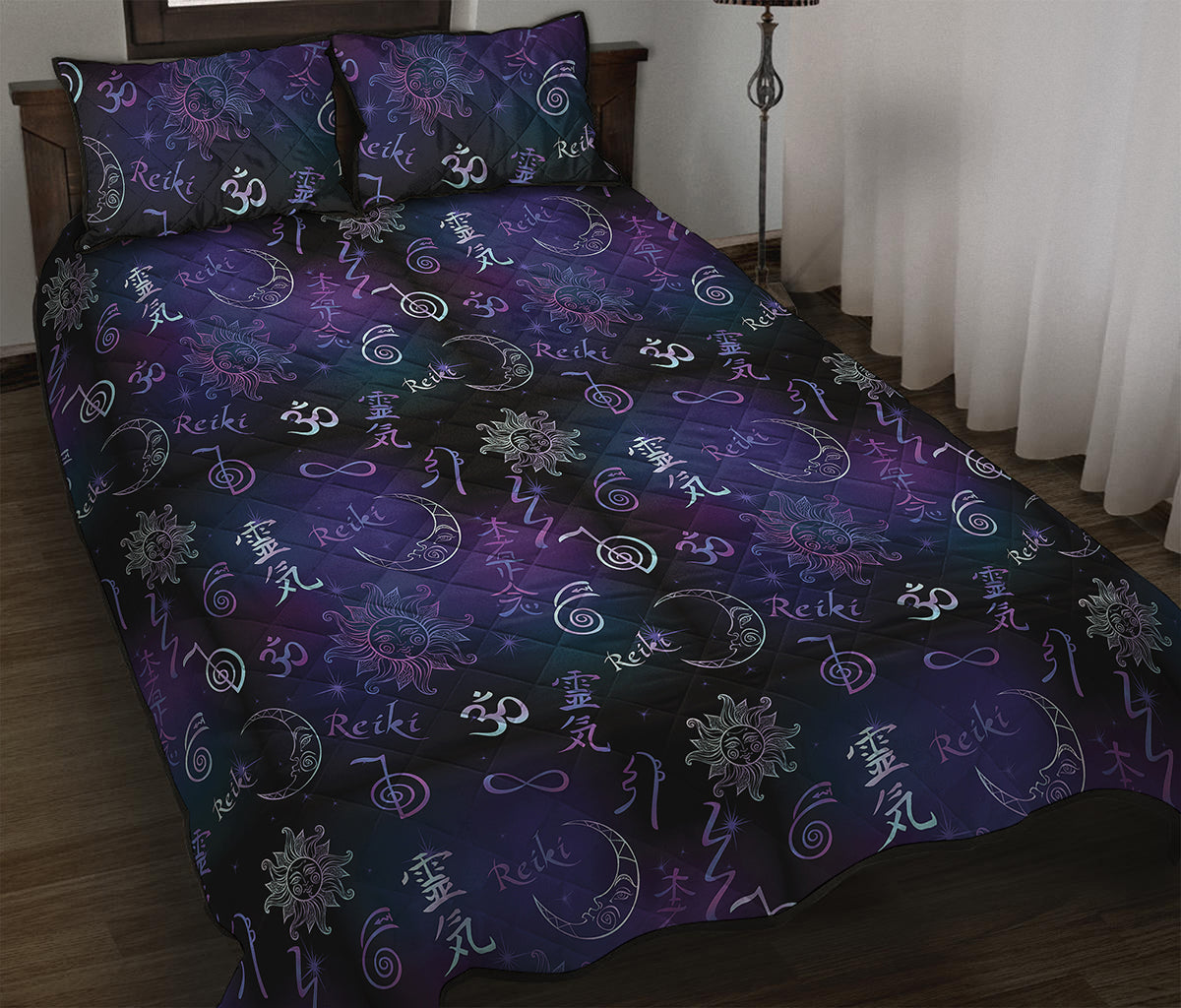 Reiki Energy Pattern Print Quilt Bed Set