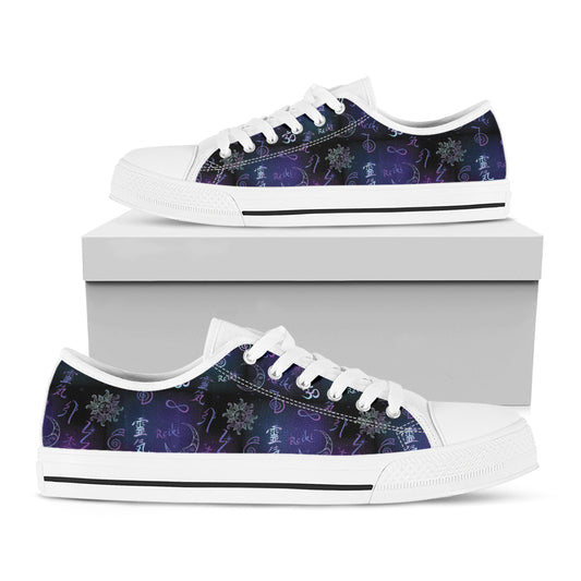 Reiki Energy Pattern Print White Low Top Shoes