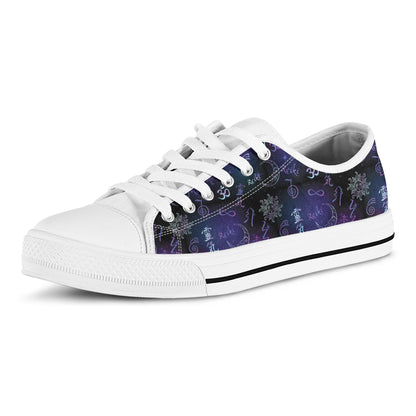 Reiki Energy Pattern Print White Low Top Shoes