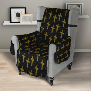 Religious Cross Pattern Print Armchair Protector