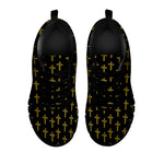 Religious Cross Pattern Print Black Sneakers