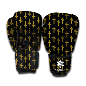 Religious Cross Pattern Print Boxing Gloves