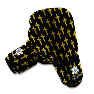 Religious Cross Pattern Print Boxing Gloves