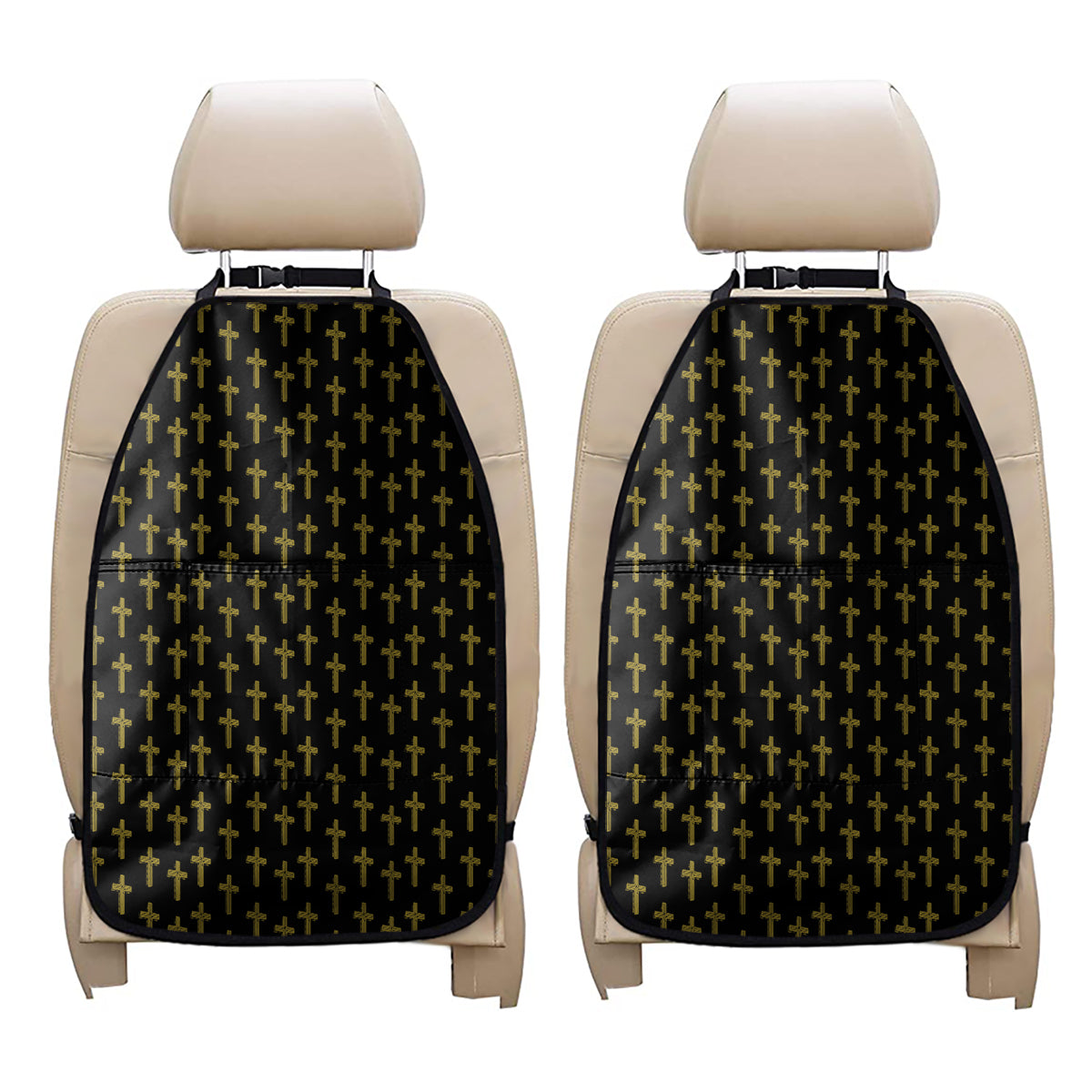 Religious Cross Pattern Print Car Seat Organizers