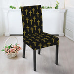 Religious Cross Pattern Print Dining Chair Slipcover