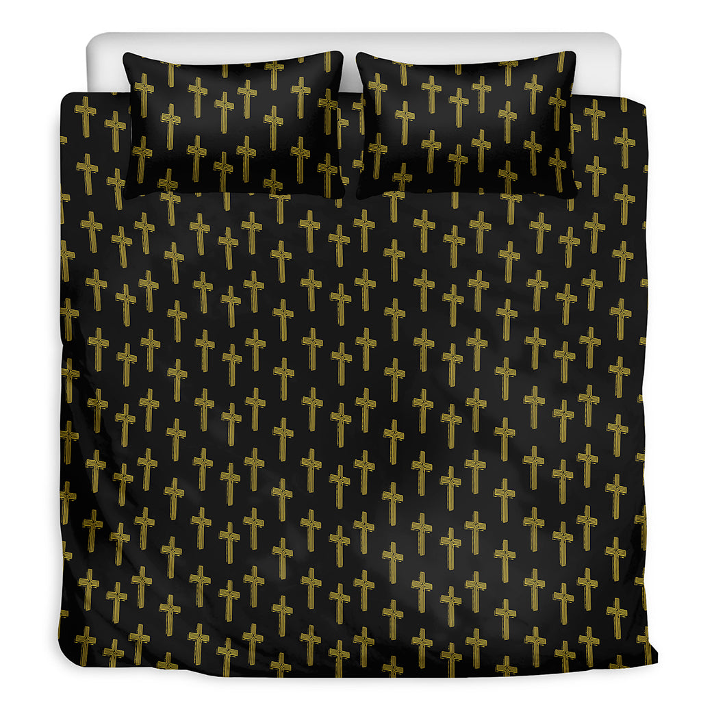 Religious Cross Pattern Print Duvet Cover Bedding Set