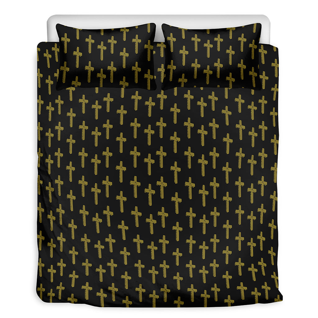 Religious Cross Pattern Print Duvet Cover Bedding Set