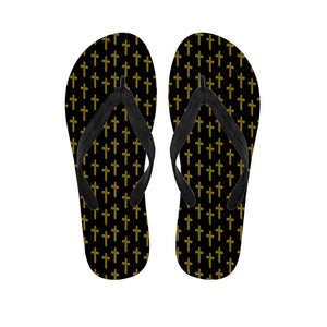 Religious Cross Pattern Print Flip Flops