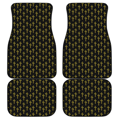 Religious Cross Pattern Print Front and Back Car Floor Mats