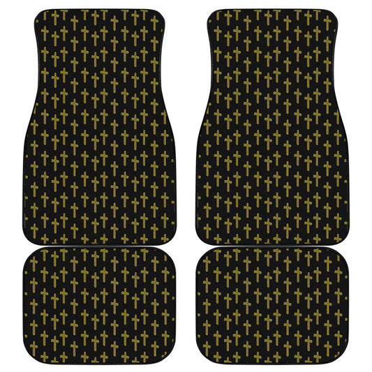 Religious Cross Pattern Print Front and Back Car Floor Mats