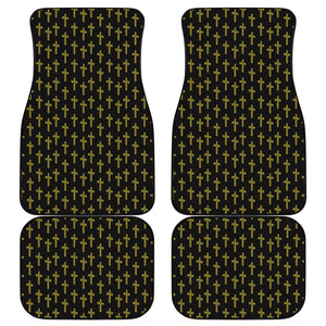 Religious Cross Pattern Print Front and Back Car Floor Mats