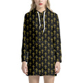 Religious Cross Pattern Print Pullover Hoodie Dress