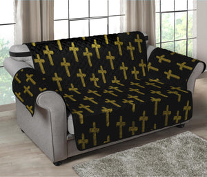 Religious Cross Pattern Print Loveseat Protector