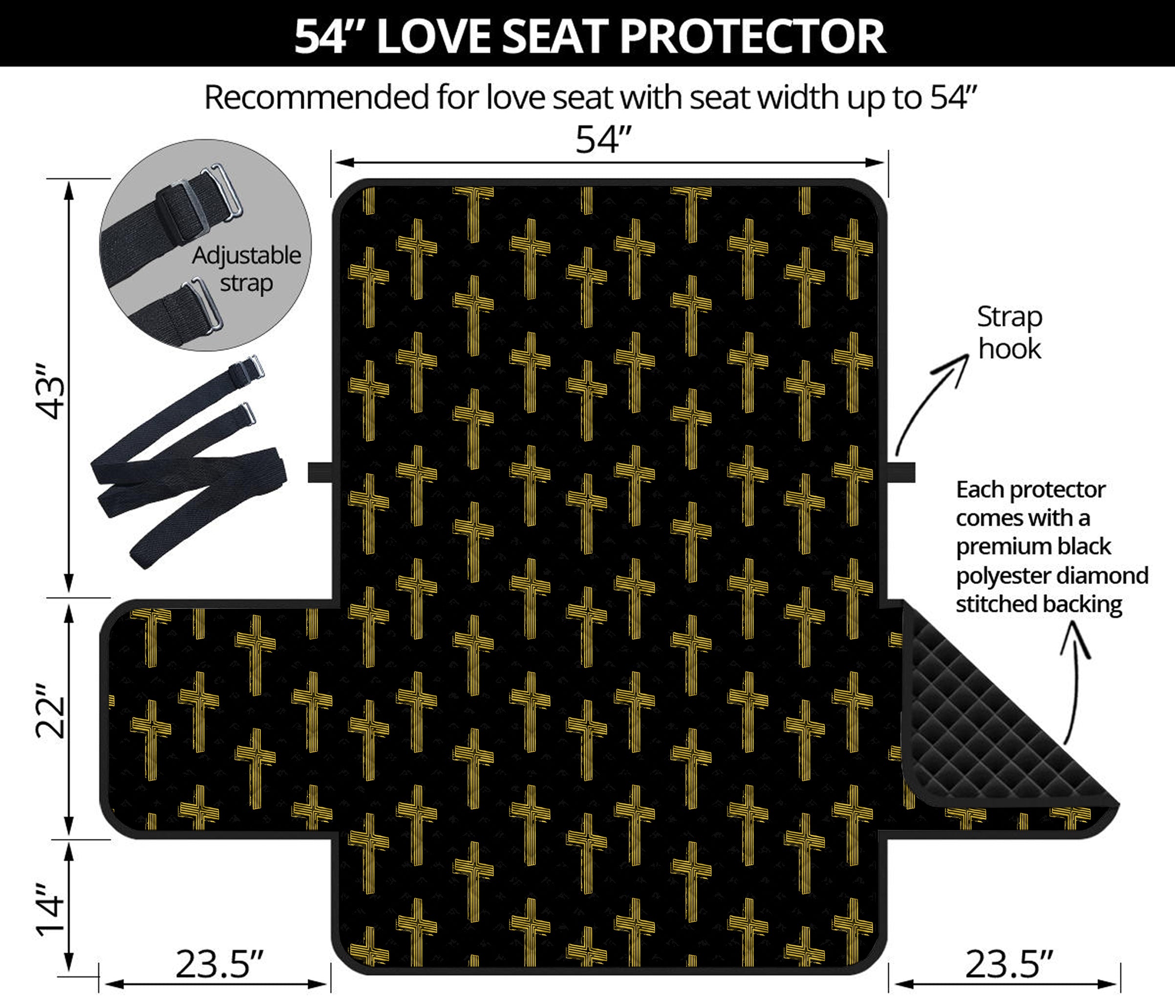 Religious Cross Pattern Print Loveseat Protector