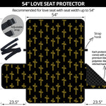 Religious Cross Pattern Print Loveseat Protector