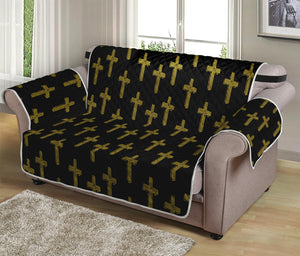 Religious Cross Pattern Print Loveseat Protector