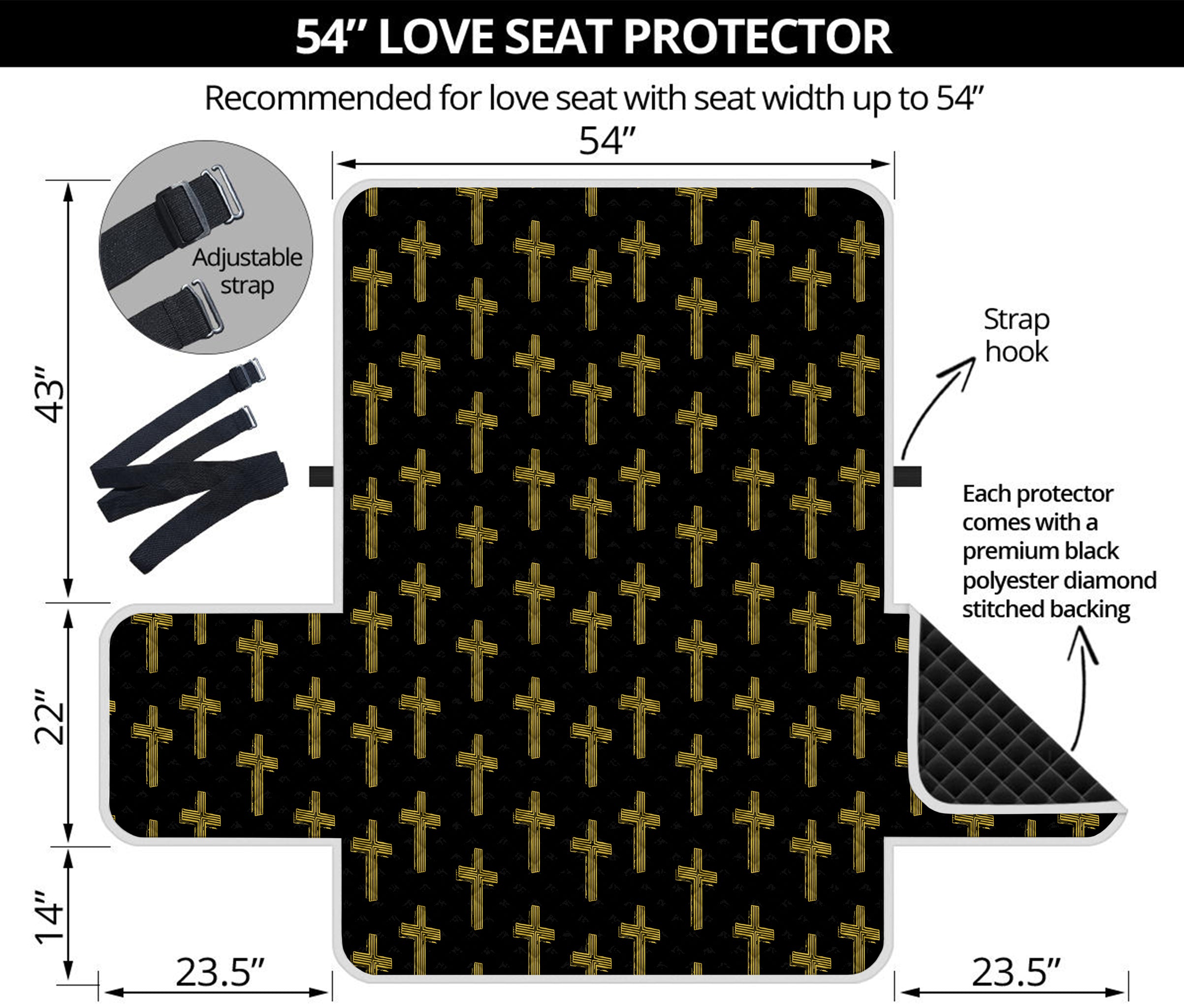 Religious Cross Pattern Print Loveseat Protector