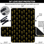 Religious Cross Pattern Print Loveseat Protector