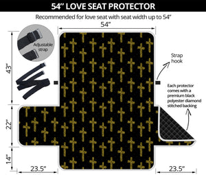 Religious Cross Pattern Print Loveseat Protector