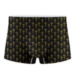 Religious Cross Pattern Print Men's Boxer Briefs