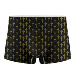 Religious Cross Pattern Print Men's Boxer Briefs