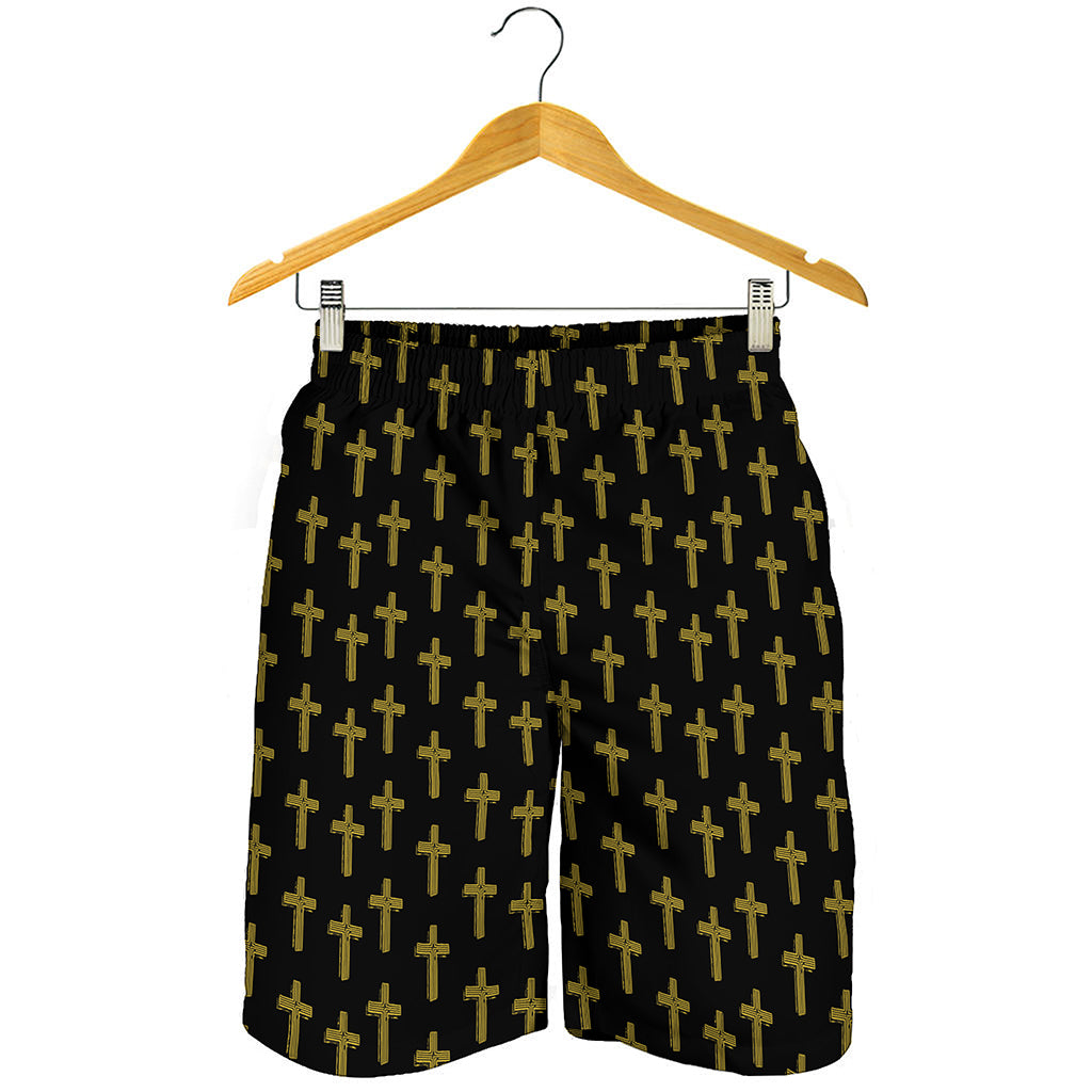 Religious Cross Pattern Print Men's Shorts