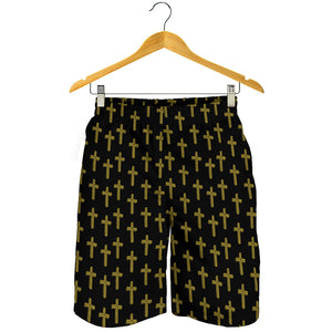 Religious Cross Pattern Print Men's Shorts