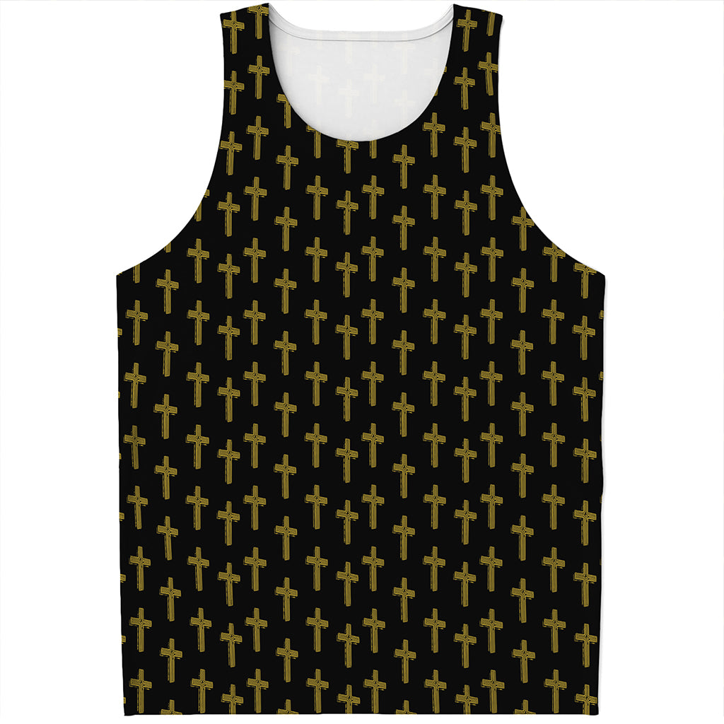 Religious Cross Pattern Print Men's Tank Top